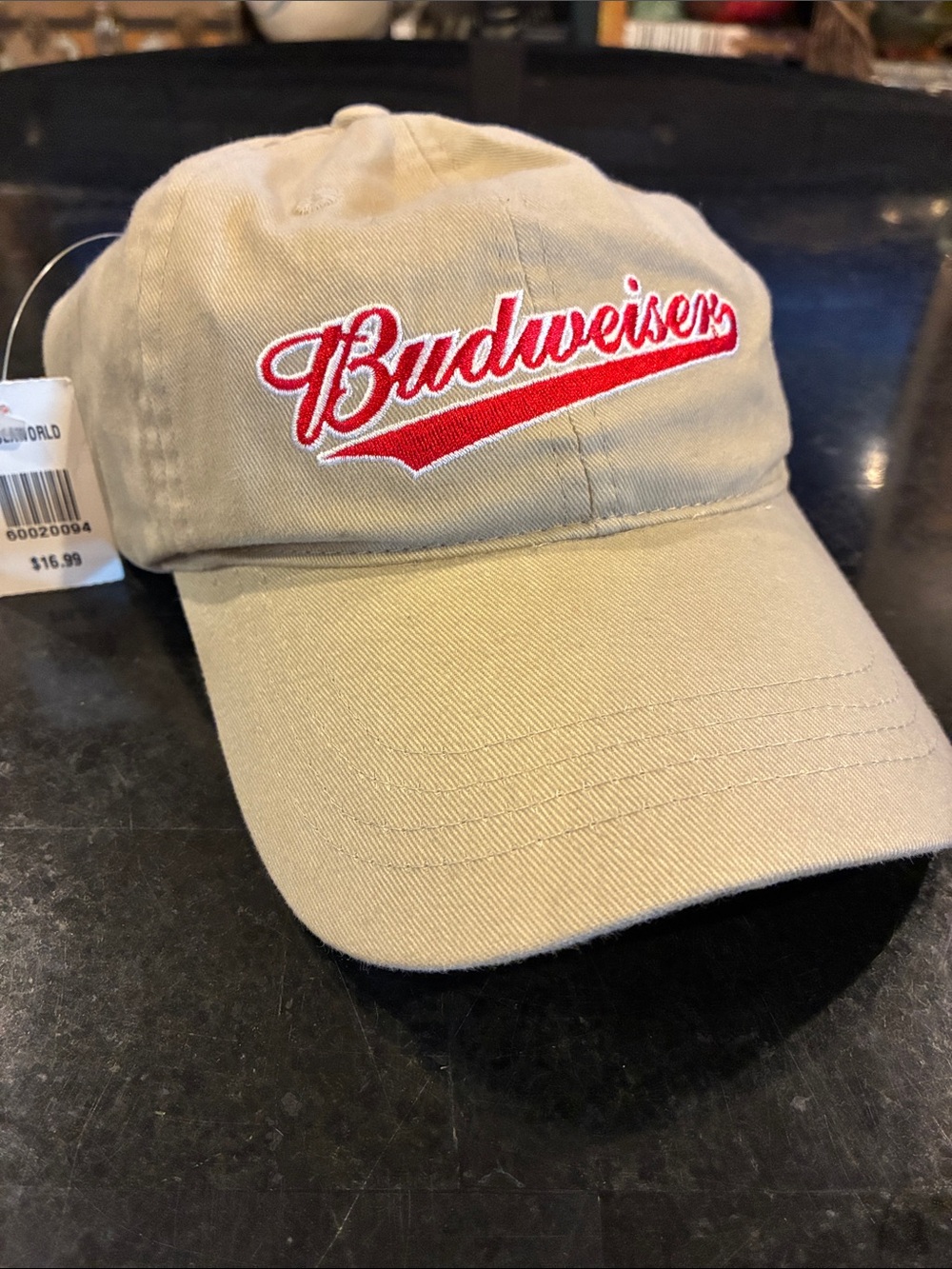 NWT Budweiser Khaki Cap with Red Script Logo